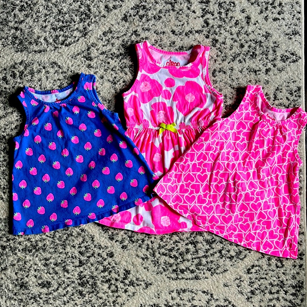 Circo Lot of 3: 2 Tops and 1 Dress Bright Pink Sz 4T